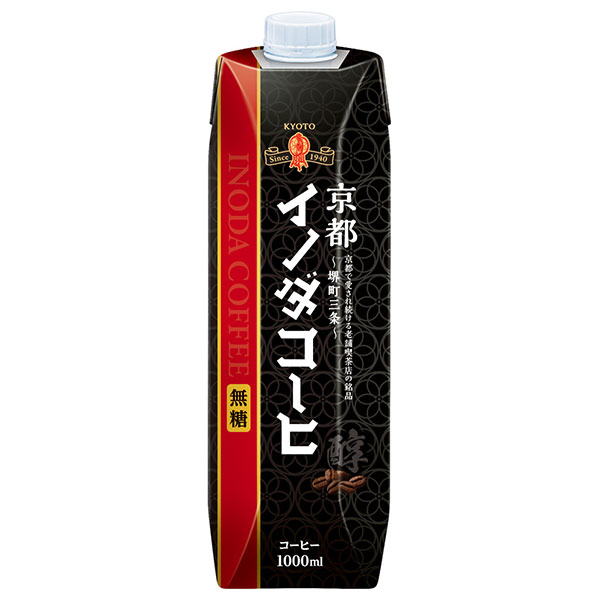キーコーヒー 京都イノダコーヒ リキッドコーヒー無糖 1L紙パック×6本入|アイスコーヒー 珈琲 無糖 コーヒー 1000ml 1l