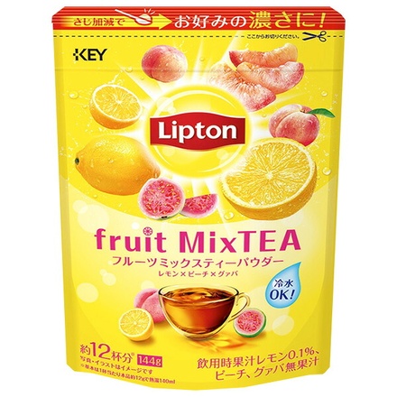 キーコーヒー フルーツミックスティー パウダー 144g×12袋入|リプトン 紅茶 フルーツティー パウダー インスタント 水出し アイス レモン ピーチ グァバ
