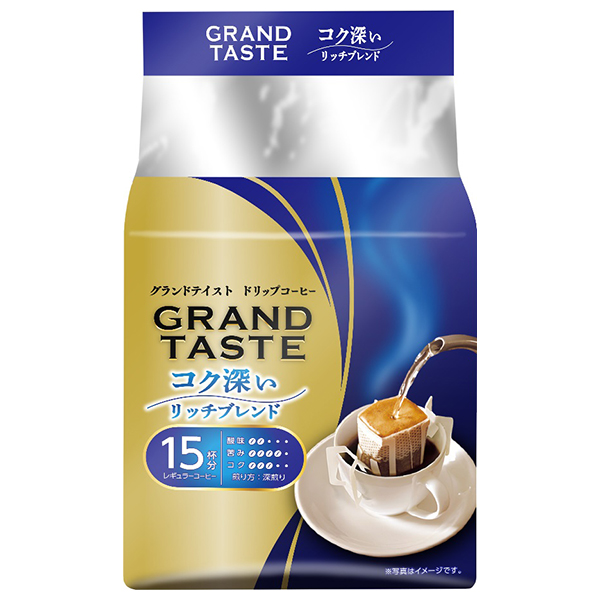 キーコーヒー ドリップバッグ グランドテイスト コク深いリッチブレンド (6g×15P)×6袋入|ドリップコーヒー 珈琲 ブレンドコーヒー