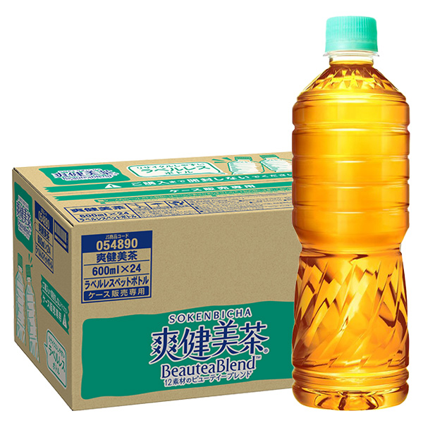 コカコーラ 爽健美茶 ラベルレス 600mlペットボトル×24本入 メーカー直送|全国お茶 ペットボトル 爽健美茶 カフェインレス ラベルレス