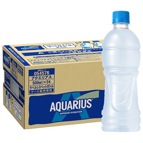 コカコーラ アクエリアス ラベルレス 500mlペットボトル×24本入 メーカー直送|全国アクエリ スポーツドリンク 熱中症対策 冷凍兼用 eco
