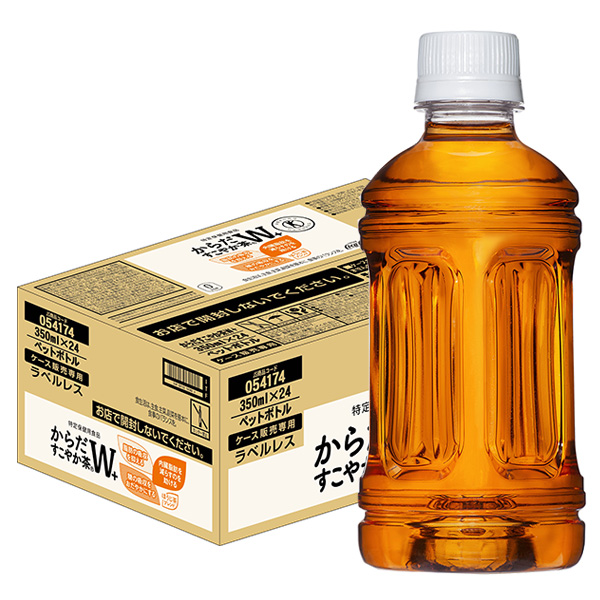 コカコーラ からだすこやか茶W+ ラベルレス【特定保健用食品 特保】 350mlペットボトル×24本入 メーカー直送|全国トクホ お茶 ラベルレス からだすこやか茶w 茶
