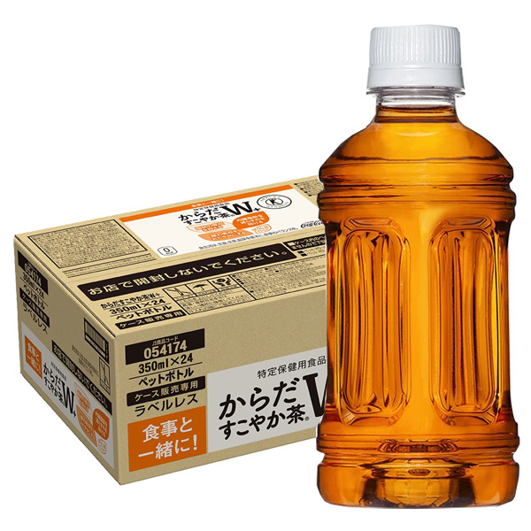 コカコーラ からだすこやか茶W+ ラベルレス【特定保健用食品 特保】 350mlペットボトル×24本入×(2ケース) メーカー直送|全国トクホ お茶 ラベルレス からだすこやか茶w 茶