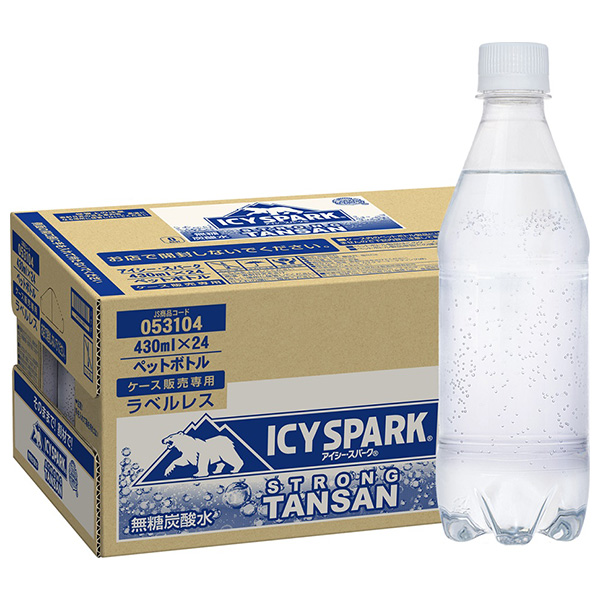 コカコーラ アイシー・スパーク from カナダドライ ラベルレス 430mlペットボトル×24本入 メーカー直送|全国強炭酸水 炭酸水 割り材 eco