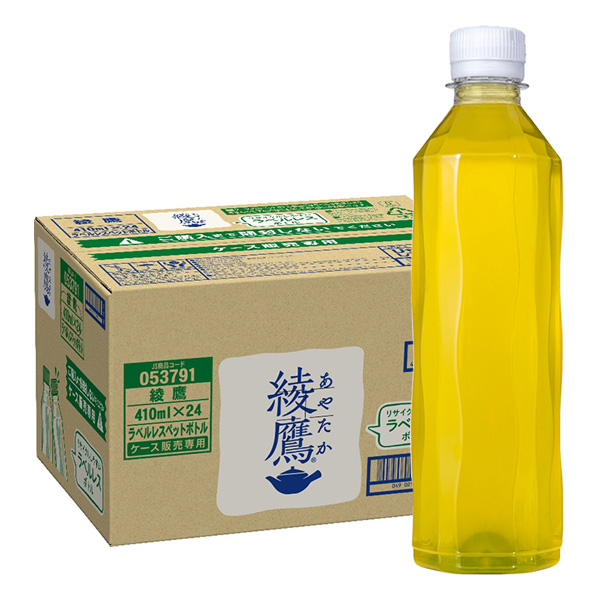 コカコーラ 綾鷹 ラベルレス 410mlペットボトル×24本入 メーカー直送|全国茶 ペットボトル 緑茶 あやたか お茶
