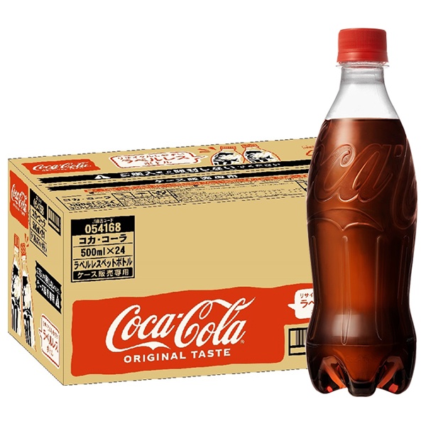 コカコーラ コカ・コーラ ラベルレス 500mlペットボトル×24本入 メーカー直送|全国コーラ eco 炭酸 ラベルレス