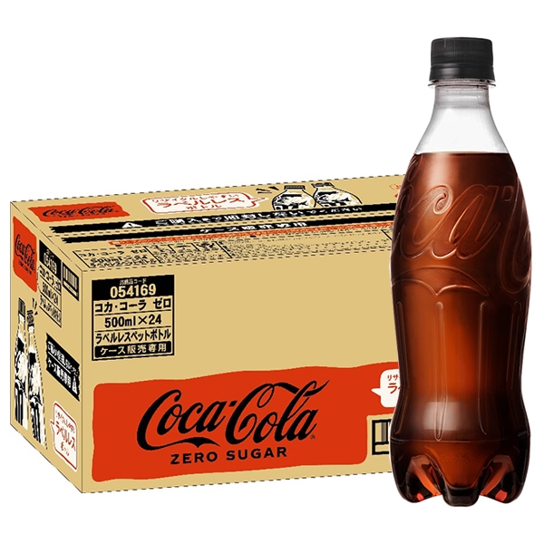 コカコーラ コカ・コーラ ゼロシュガー ラベルレス 500mlペットボトル×24本入 メーカー直送|全国コーラ ゼロ 炭酸 ラベルレス eco