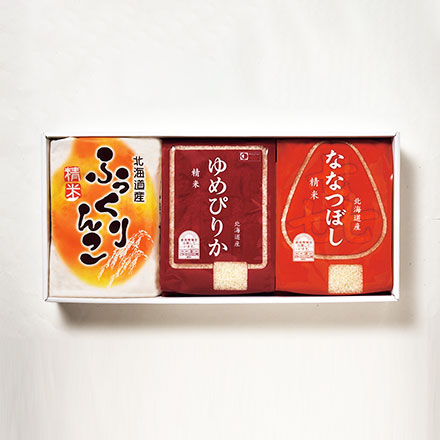 味彩 北海道米ギフト（ふっくりんこ・ななつぼし・ゆめぴりか 各2ｋｇ）