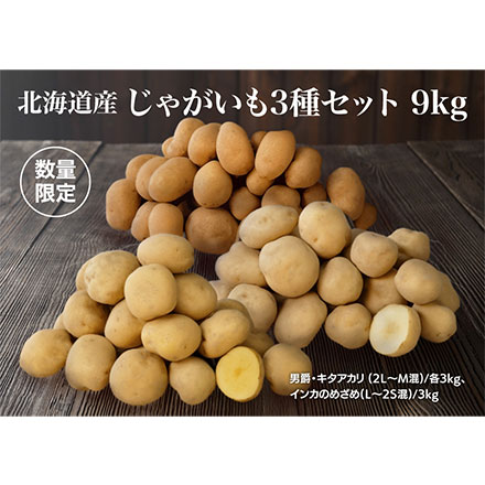 北海道産 じゃがいも3種セット 9kg（発送期間：10月中旬より順次）