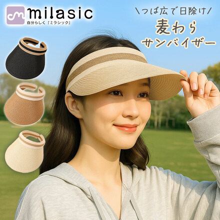 MILASIC 麦わらサンバイザー ブラック TN-SSNV-BK