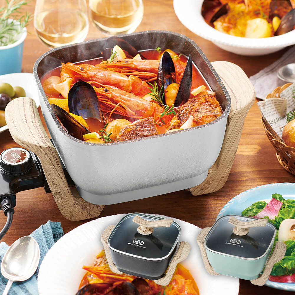 Toffy コンパクトマルチ電気鍋 ペールアクア K-HP3-PA