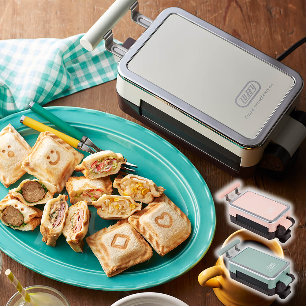 Toffy クォーターホットサンドメーカー ペールアクア K-HS6-PA