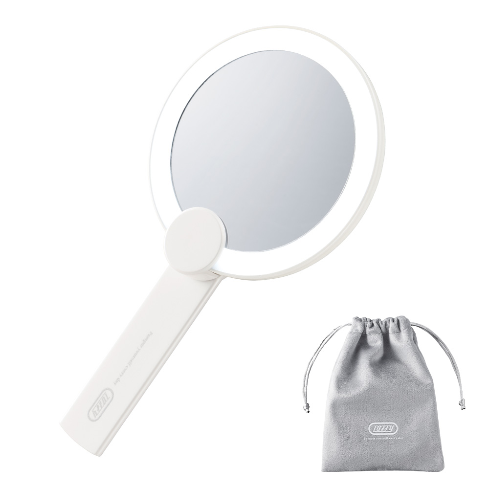 Toffy Beauty LEDハンディ&スタンドミラー ホワイト TB06-LM4-WH