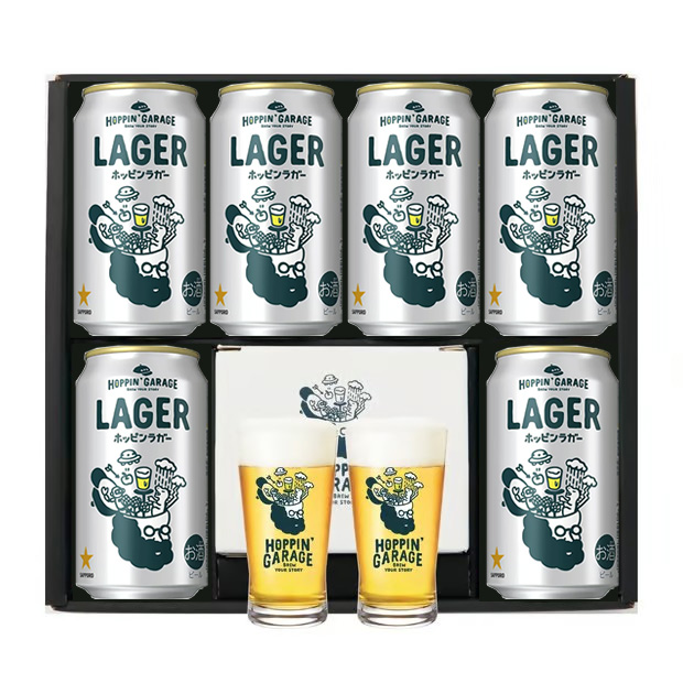 HOPPIN' GARAGE クラフトビール ペアグラス付 ホッピンラガー 6本セット