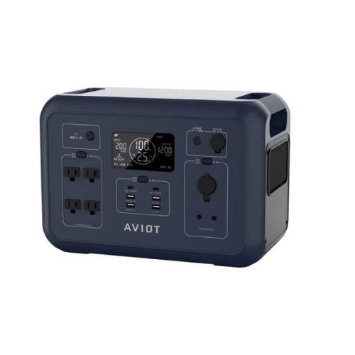ポータブル電源 リン酸鉄リチウムイオン電池 15出力 AC・DC充電・ソーラー(別売) USB Power Delivery対応 AVIOT PS-F1200-NV