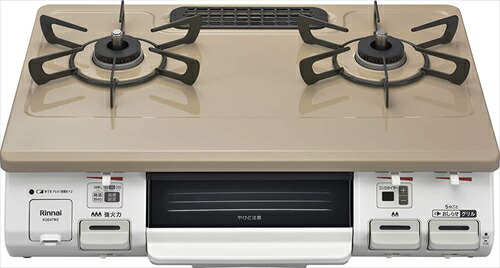 リンナイ Rinnai ガステーブル KG64TW2L LP 温度調節機能付き 幅約60cm 片面焼グリル 左強火力 プロパン用 プロパンガス用 LPG ピュアベージュ ガスコンロ