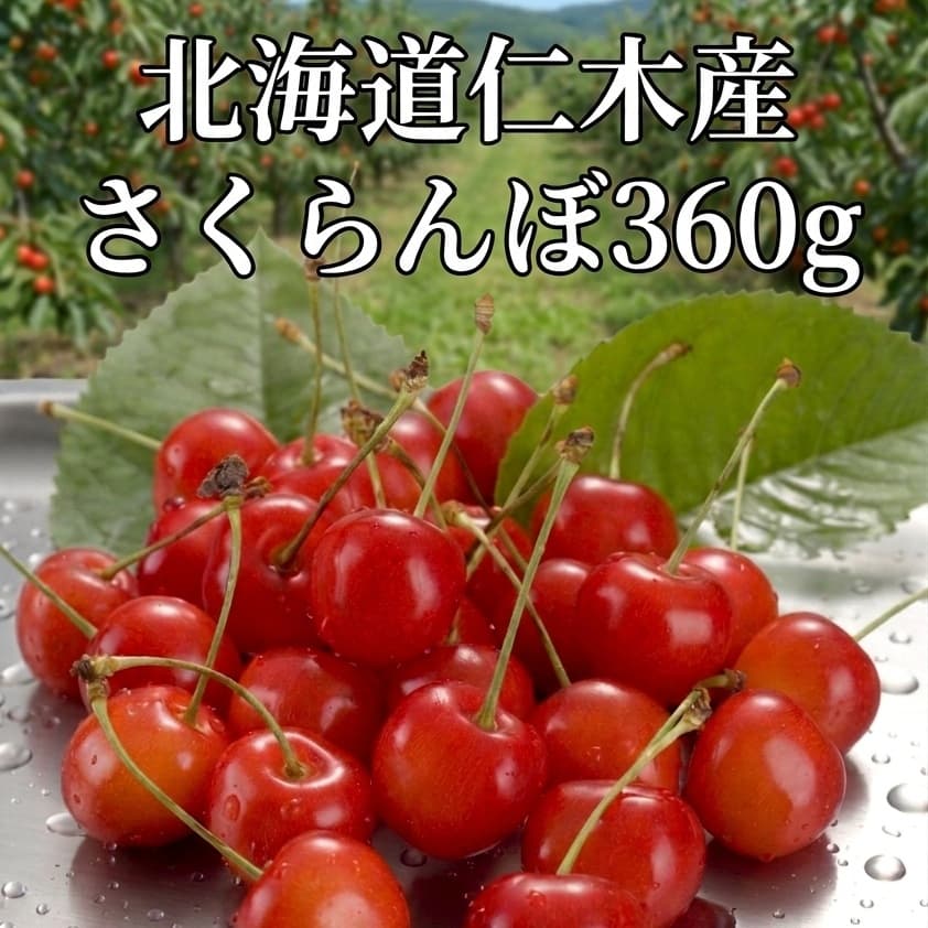 【出荷時期7/1～7/15まで(受付7/10終了)】北海道仁木産さくらんぼM～Lサイズ360g(180g×2)　1粒1粒厳選して手詰めしたサクランボです 0000-030348