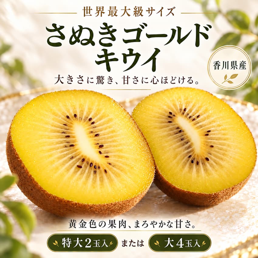 【出荷時期10月中旬～(受付10月下旬終了)】【世界最大級サイズ】香川県産 さぬきゴールド キウイ (特大 2玉入) または(大4玉入)【A】冷蔵