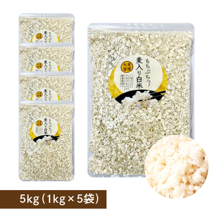 雑穀米本舗 国産 家計お助け米 押麦ミックス 5kg(1kg×5袋)