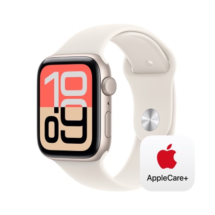 Apple Watch SE 3（GPSモデル）- 44mmスターライトアルミニウムケースとスターライトスポーツバンド - S/M with AppleCare+