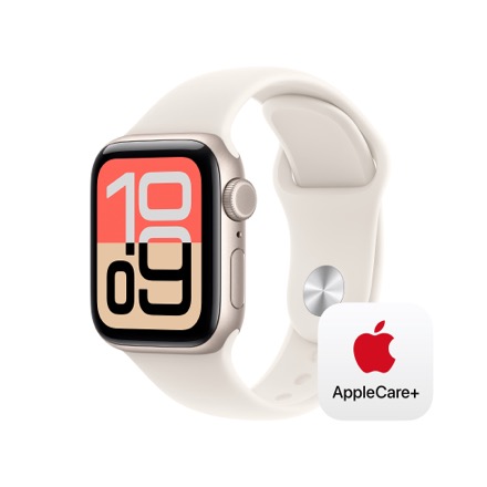 Apple Watch SE 3（GPS + Cellularモデル）- 40mmスターライトアルミニウムケースとスターライトスポーツバンド - S/M with AppleCare+