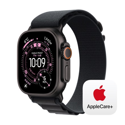 Apple Watch Ultra 3（GPS + Cellularモデル）- 49mmブラックチタニウムケースとブラックアルパインループ - M with AppleCare+