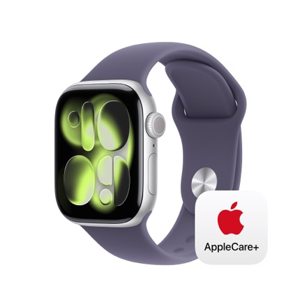 Apple Watch Series 11（GPS + Cellularモデル）- 42mmシルバーアルミニウムケースとパープルフォグスポーツバンド - S/M with AppleCare+