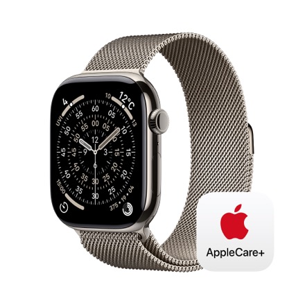 Apple Watch Series 11（GPS + Cellularモデル）- 46mmナチュラルチタニウムケースとナチュラルミラネーゼループ - S/M with AppleCare+