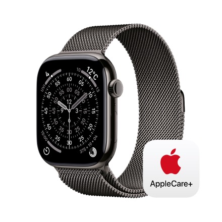 Apple Watch Series 11（GPS + Cellularモデル）- 46mmスレートチタニウムケースとスレートミラネーゼループ - M/L with AppleCare+