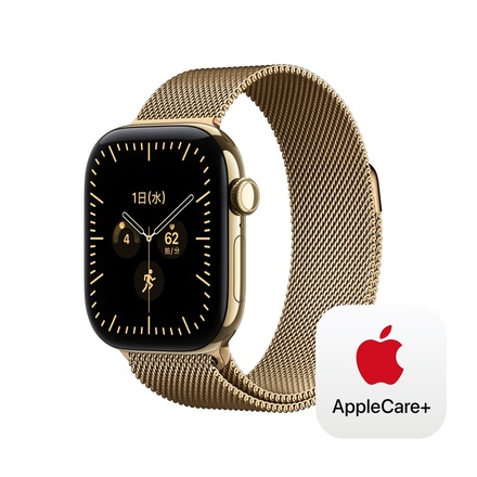 Apple Apple Watch Series 12（GPS + Cellularモデル）- 42mmラディアントゴールドチタニウムケースとラディアントゴールドミラネーゼループ with AppleCare＋