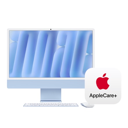 Apple 24インチiMac Retina 4.5Kディスプレイモデル: 8コアCPUと8コアGPUを搭載したApple M4チップ, 16GB, 256GB SSD - ブルー with AppleCare+