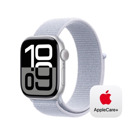 Apple Watch Series 10（GPSモデル）- 42mmシルバーアルミニウムケースとブルークラウドスポーツループ with AppleCare+