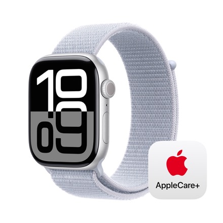 Apple Watch Series 10（GPS + Cellularモデル）- 46mmシルバーアルミニウムケースとブルークラウドスポーツループ with AppleCare+