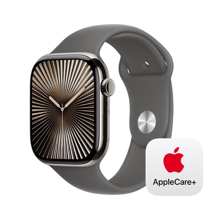 Apple Watch Series 10（GPS + Cellularモデル）- 46mmナチュラルチタニウムケースとストーングレイスポーツバンド - S/M with AppleCare+