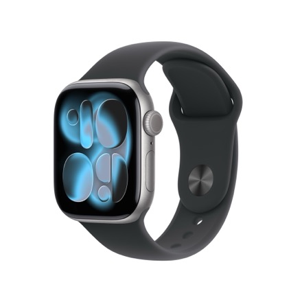 Apple Watch Series 11（GPSモデル）- 42mmスペースグレイアルミニウムケースとブラックスポーツバンド - S/M