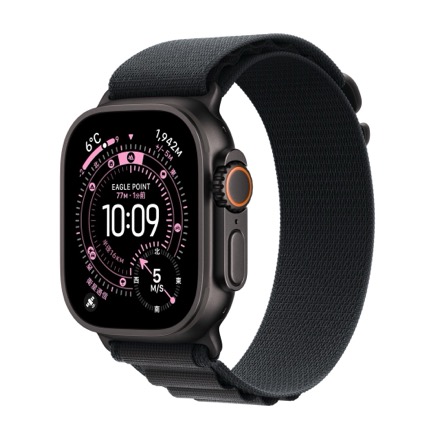 Apple Watch Ultra 3（GPS + Cellularモデル）- 49mmブラックチタニウムケースとブラックアルパインループ - L
