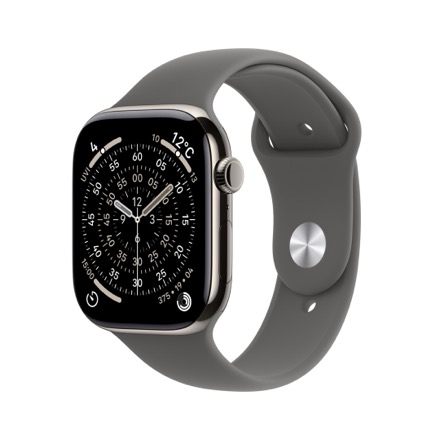 Apple Watch Series 11（GPS + Cellularモデル）- 46mmナチュラルチタニウムケースとストーングレイスポーツバンド - S/M