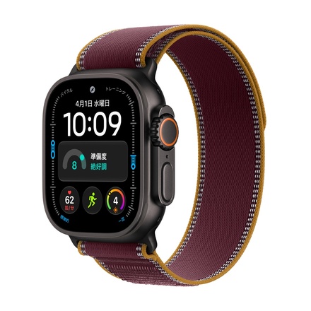 Apple Apple Watch Ultra 4（GPS + Cellularモデル）- 49mmブラックチタニウムケースとバーガンディトレイルループ - S/M