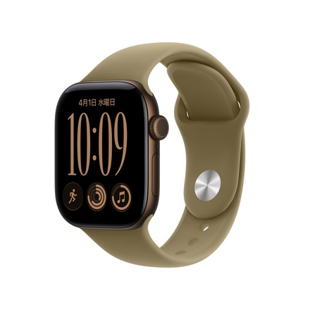 Apple Apple Watch Series 12（GPS + Cellularモデル）- 42mmダークブロンズアルミニウムケースとオリーブスポーツバンド - S/M