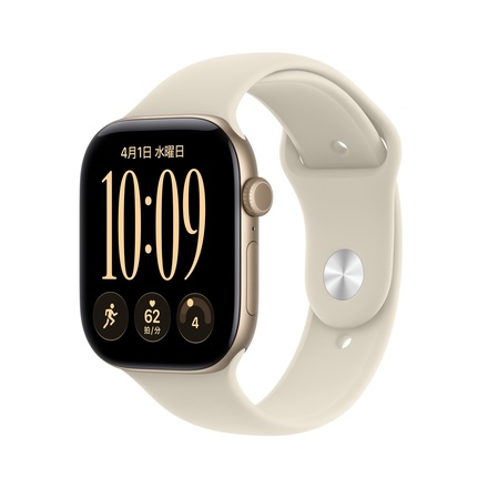 Apple Apple Watch Series 12（GPS + Cellularモデル）- 46mmライトゴールドアルミニウムケースとサンドスポーツバンド - S/M