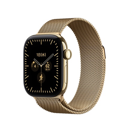 Apple Apple Watch Series 12（GPS + Cellularモデル）- 42mmラディアントゴールドチタニウムケースとラディアントゴールドミラネーゼループ