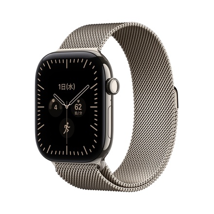 Apple Apple Watch Series 12（GPS + Cellularモデル）- 46mmナチュラルチタニウムケースとナチュラルミラネーゼループ - S/M