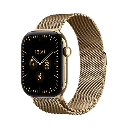 Apple Apple Watch Series 12（GPS + Cellularモデル）- 46mmラディアントゴールドチタニウムケースとラディアントゴールドミラネーゼループ - S/M