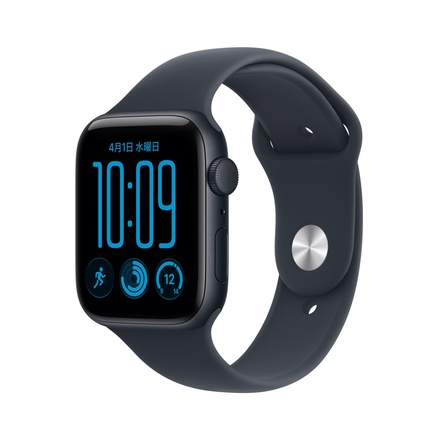 Apple Apple Watch SE 3（GPSモデル）- 44mmミッドナイトアルミニウムケースとネイビーブルースポーツバンド - S/M