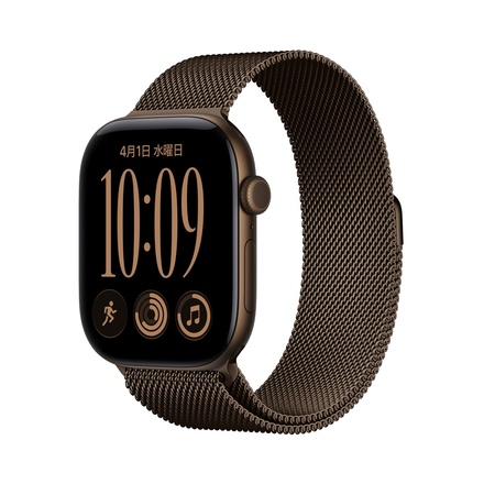 Apple Apple Watch Series 12（GPSモデル）- 46mmダークブロンズアルミニウムケースとダークブロンズミラネーゼループ - S/M