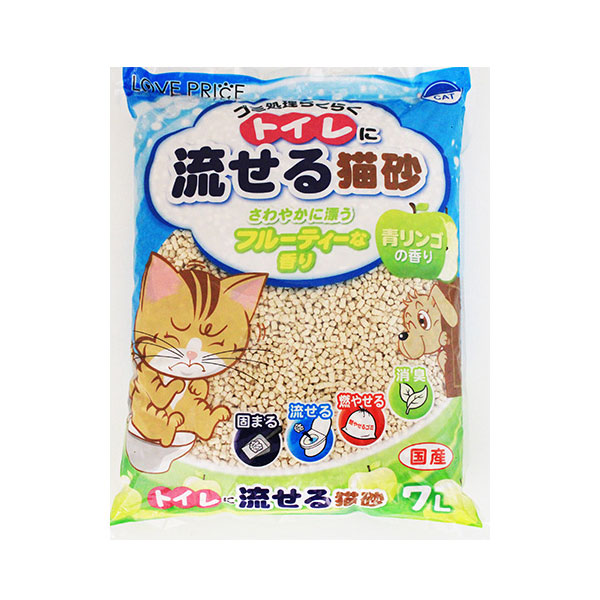 LOVEPRICE トイレに流せる猫砂 7L 6個入り1ケース