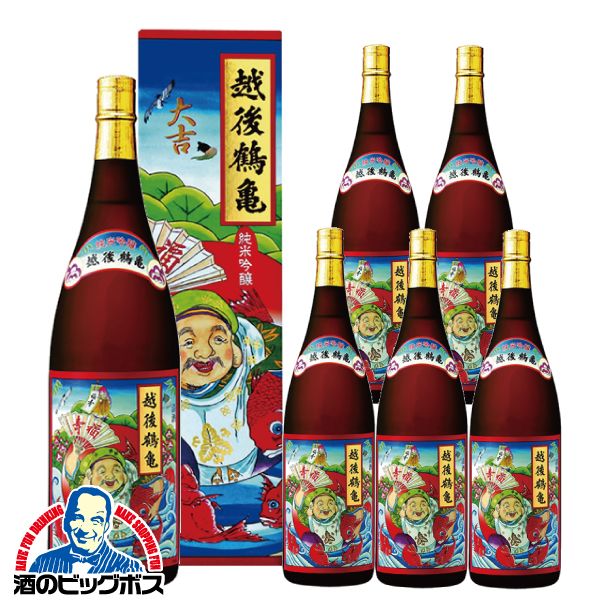 日本酒 純米吟醸 越後鶴亀 招福神 純米吟醸 化粧箱入り 1800ml×1ケース/6本(006)『FSH』