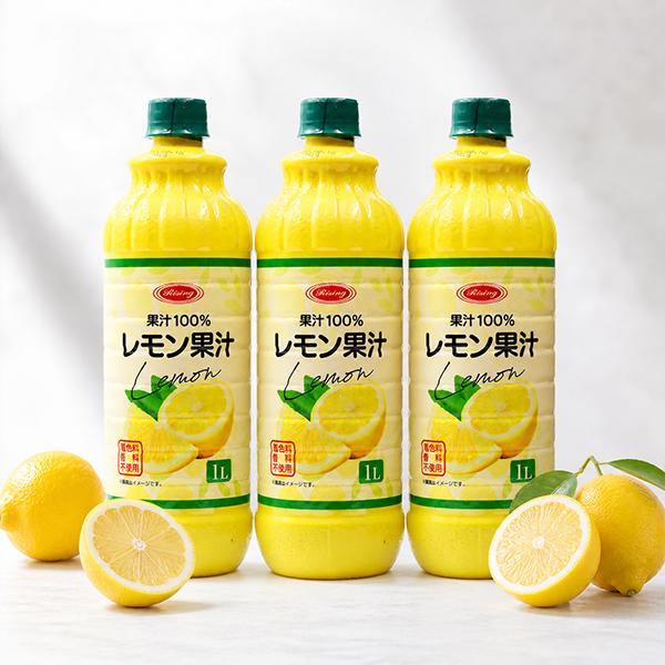 レモン果汁 果汁100％ レモンサワーにも 1Lペットボトル 大容量 朝日商事 1000ml×3本(003)『OMS』 業務用 レモン 原液 ストレート チューハイ用にも