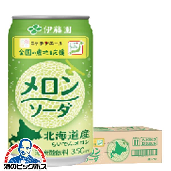 メロンソーダ 缶 伊藤園 北海道産らいでん メロンソーダ 350ml×1ケース/24本(024)『ITO』