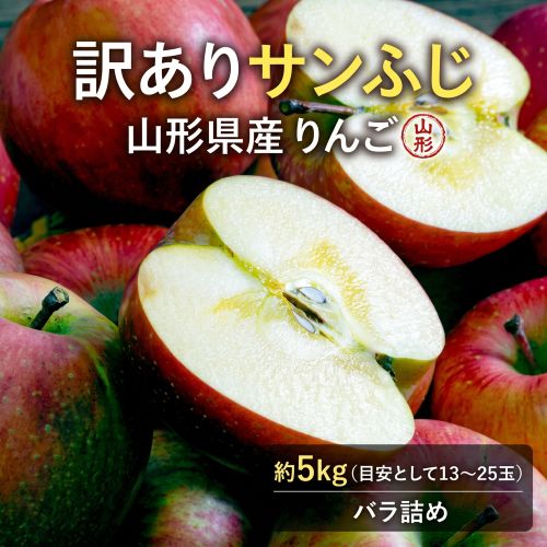 【11/1～順次出荷開始】訳ありサンふじ　山形県産 りんご 約5kg（目安として13-25玉）バラ詰め　※常温